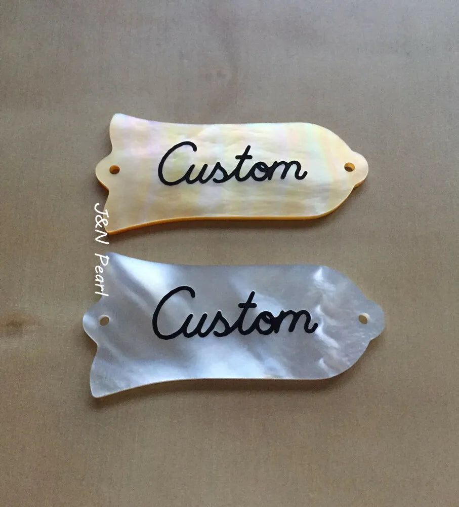 Mother of Pearl Truss Rod Cover Ebony Script Custom Inlaid Fits Gibson Guitars