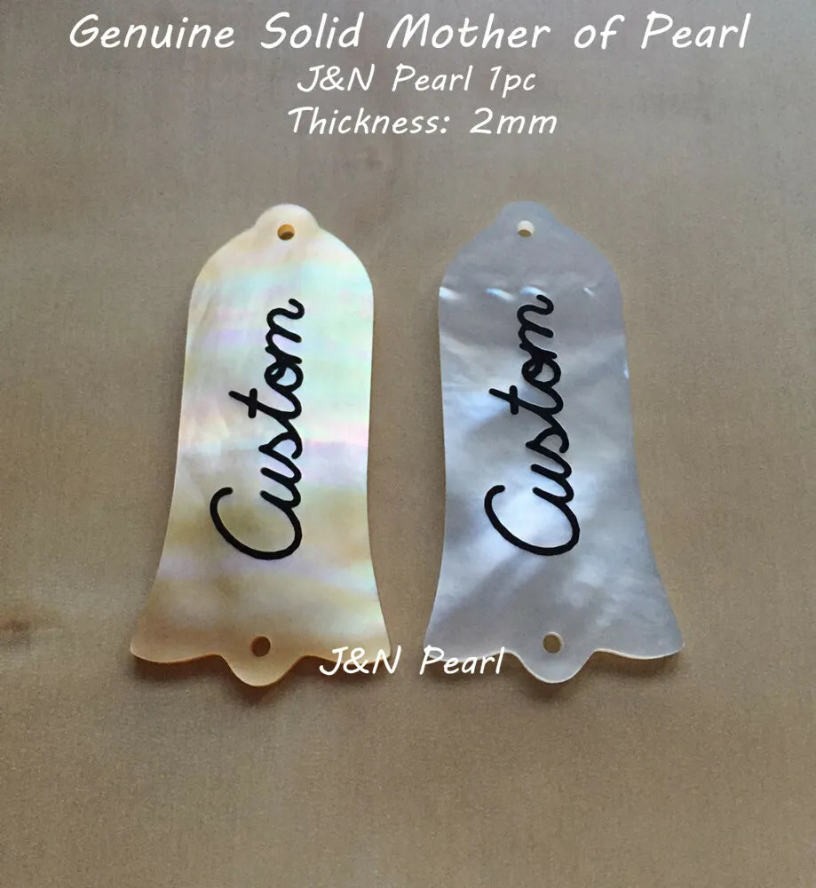 Mother of Pearl Truss Rod Cover Ebony Script Custom Inlaid Fits Gibson Guitars